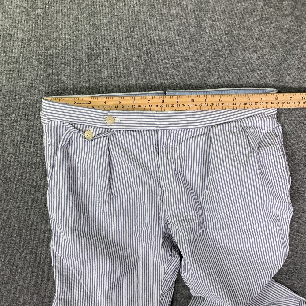 Polo Ralph Lauren Pleated Pants Men 32x32 Seersucker Blue Striped Old Money Luxe - Picture 7 of 12